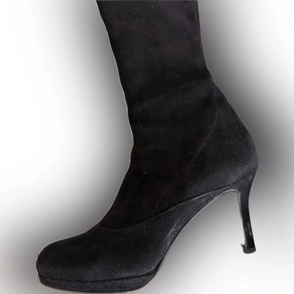 Stuart Weitzman Over-the-Knee Black Suede Platform boots